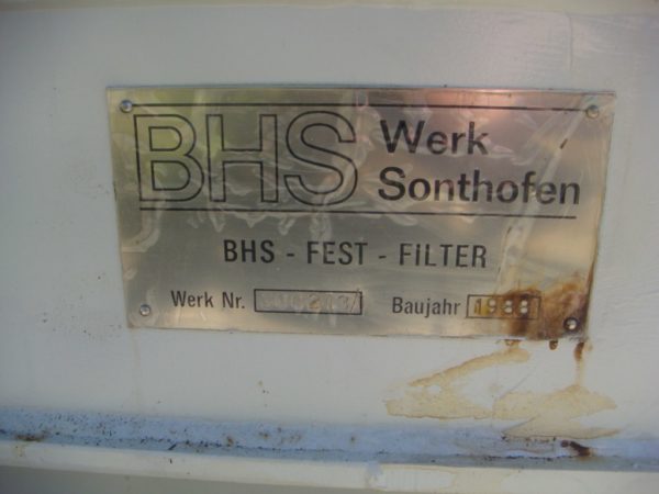 BHS-FEST Pressure Filter Firma BHS Werk Sonthofen